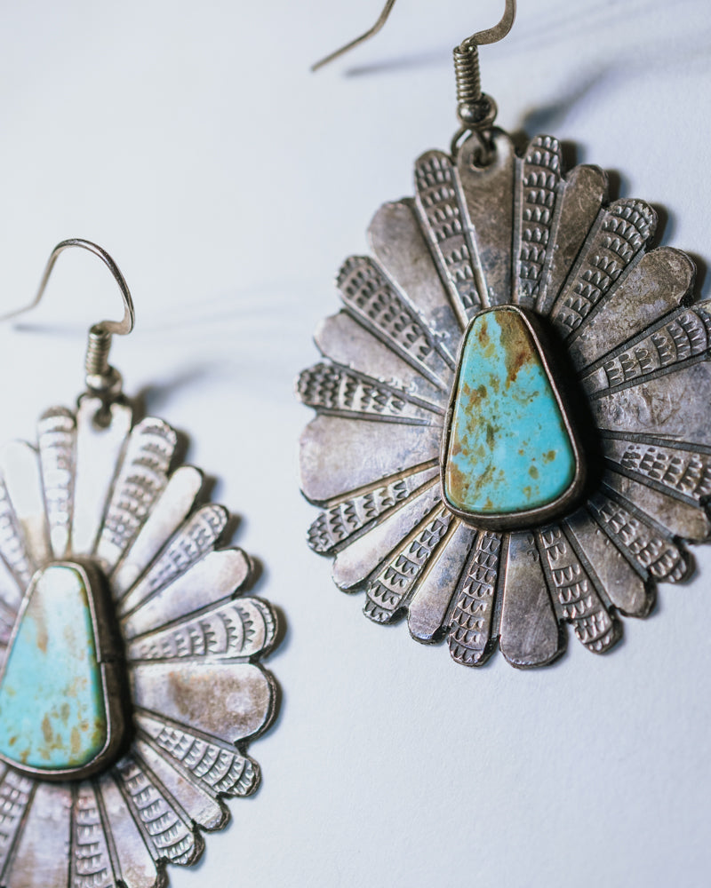 Sterling Silver & Turquoise Earrings - Smokin' Blues Turquoise