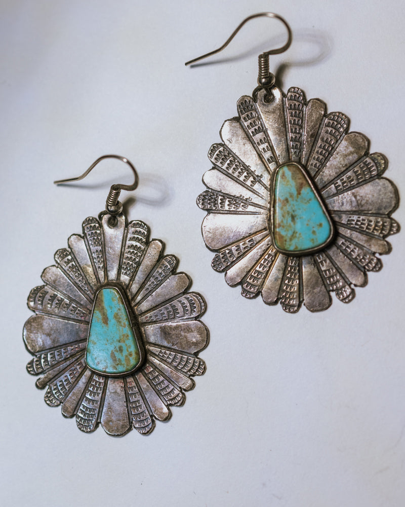 Sterling Silver & Turquoise Earrings - Smokin' Blues Turquoise