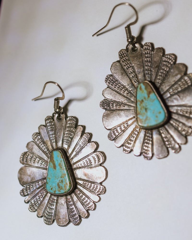 Sterling Silver & Turquoise Earrings - Smokin' Blues Turquoise