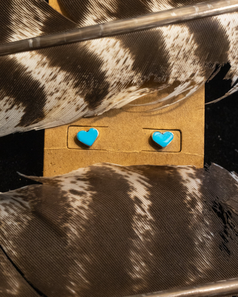 Turquoise Heart Earrings - Smokin' Blues Turquoise