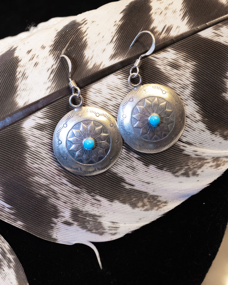 Sterling Silver Turquoise Earrings - Smokin' Blues Turquoise