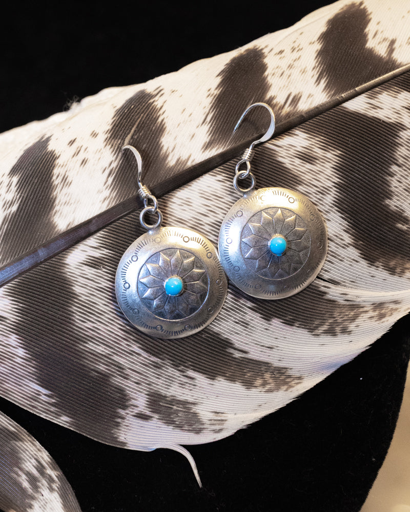 Sterling Silver Turquoise Earrings - Smokin' Blues Turquoise