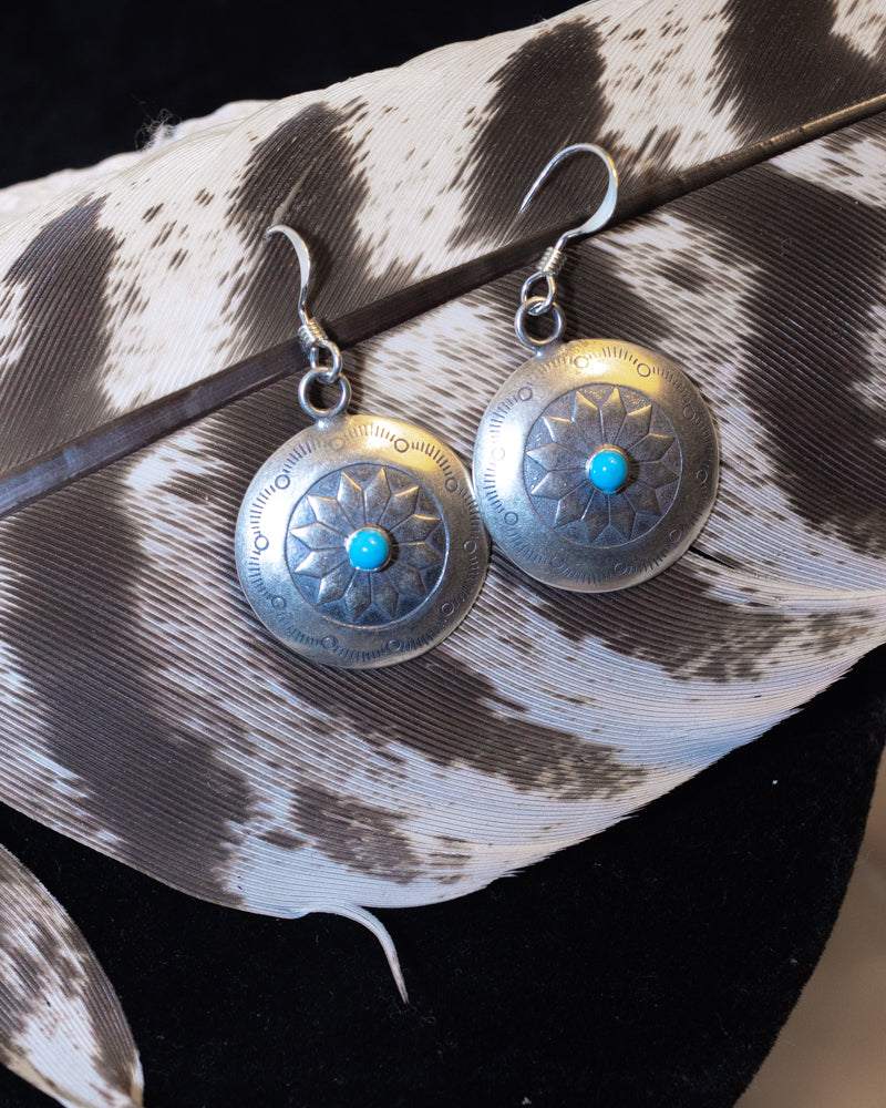 Sterling Silver Turquoise Earrings - Smokin' Blues Turquoise