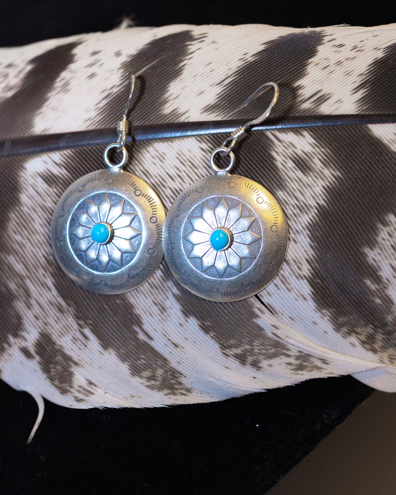Sterling Silver Turquoise Earrings - Smokin' Blues Turquoise