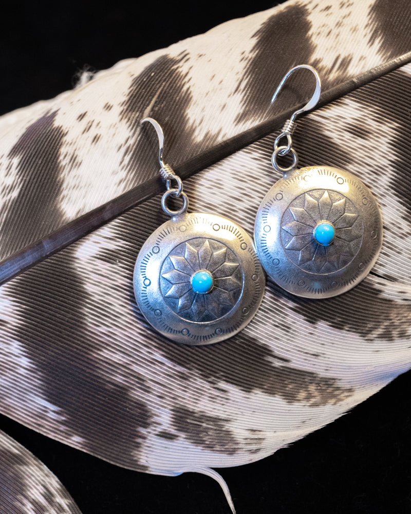 Sterling Silver Turquoise Earrings - Smokin' Blues Turquoise