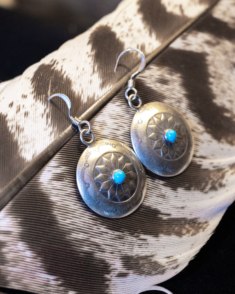 Sterling Silver Turquoise Earrings - Smokin' Blues Turquoise