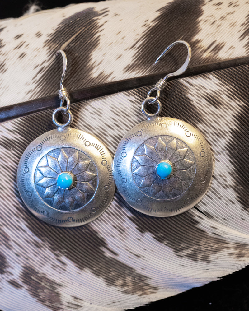 Sterling Silver Turquoise Earrings - Smokin' Blues Turquoise