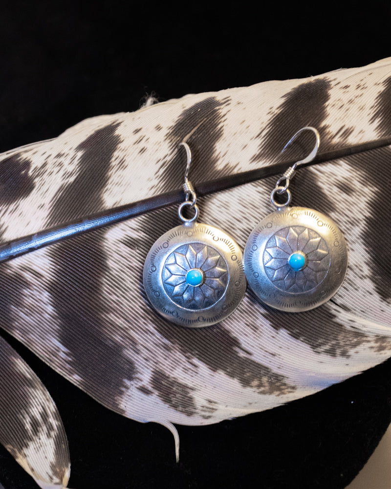 Sterling Silver Turquoise Earrings - Smokin' Blues Turquoise