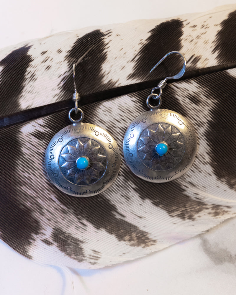 Sterling Silver Turquoise Earrings - Smokin' Blues Turquoise