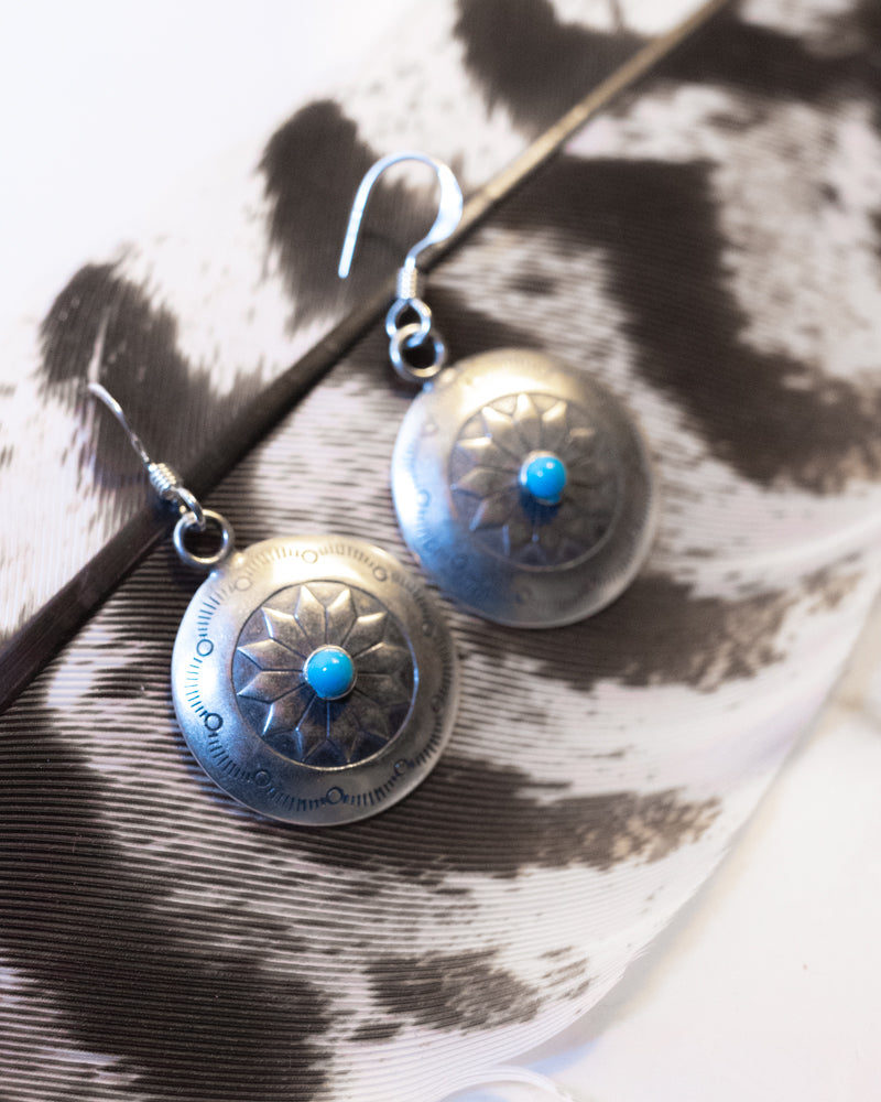 Sterling Silver Turquoise Earrings - Smokin' Blues Turquoise