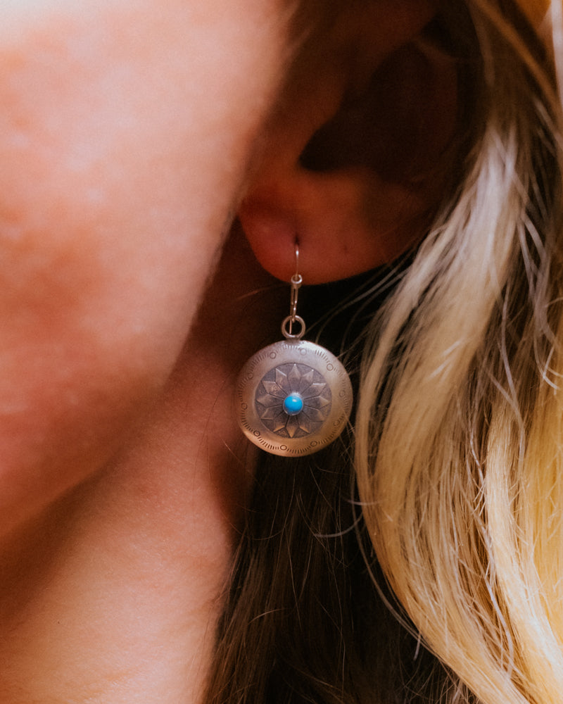 Sterling Silver Turquoise Earrings - Smokin' Blues Turquoise