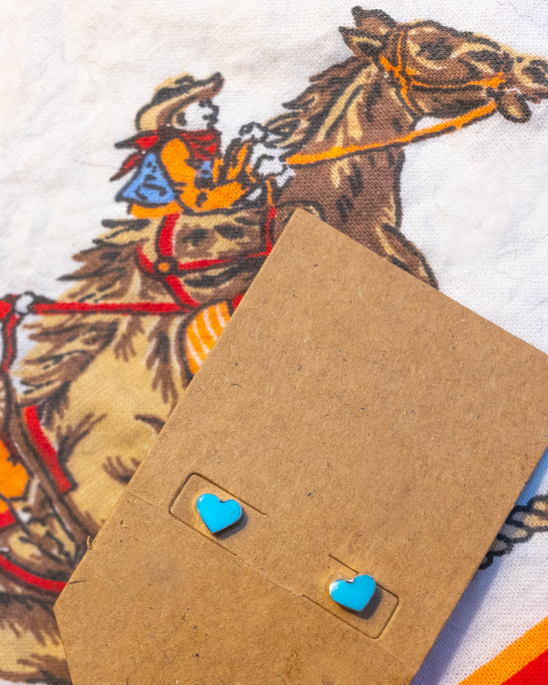 Turquoise Heart Earrings - Smokin' Blues Turquoise