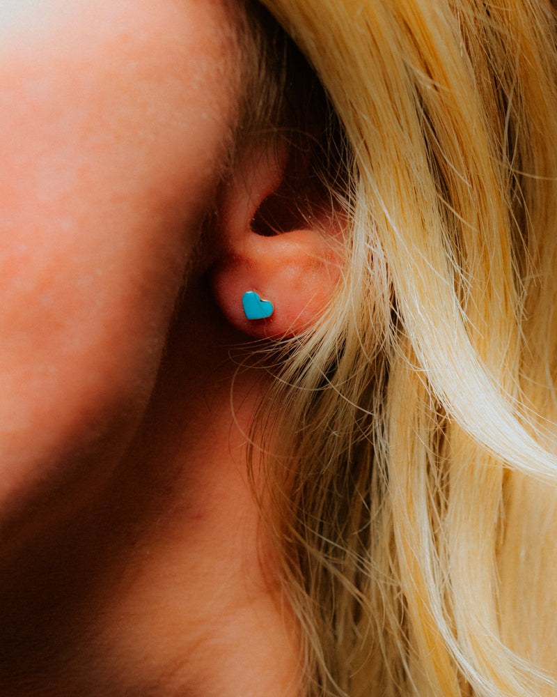Turquoise Heart Earrings - Smokin' Blues Turquoise