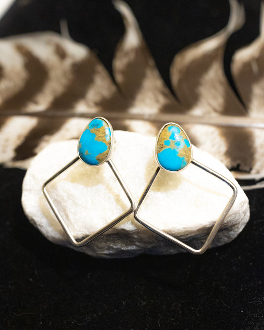 Turquoise Earrings - Smokin' Blues Turquoise