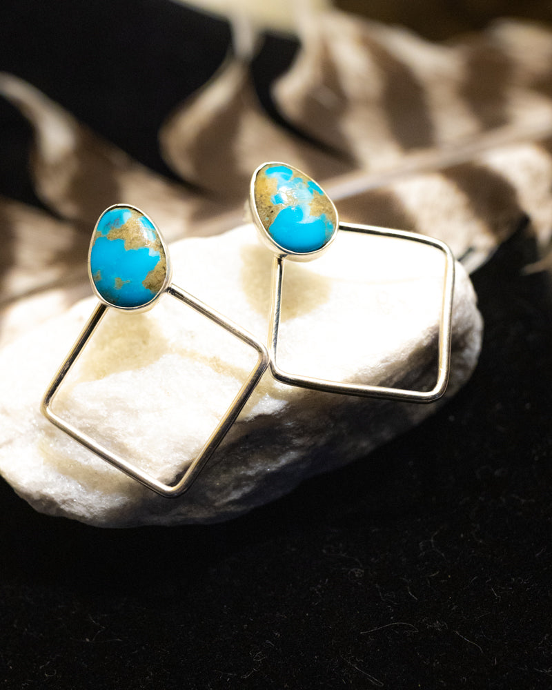 Turquoise Earrings - Smokin' Blues Turquoise