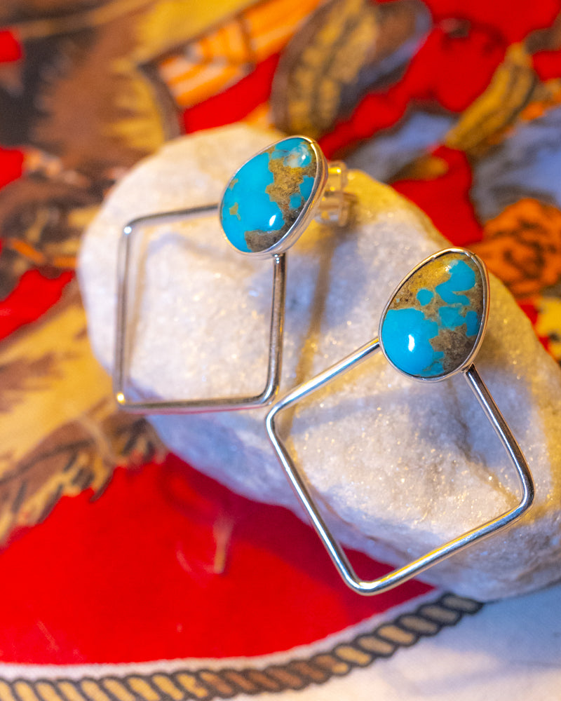 Turquoise Earrings - Smokin' Blues Turquoise