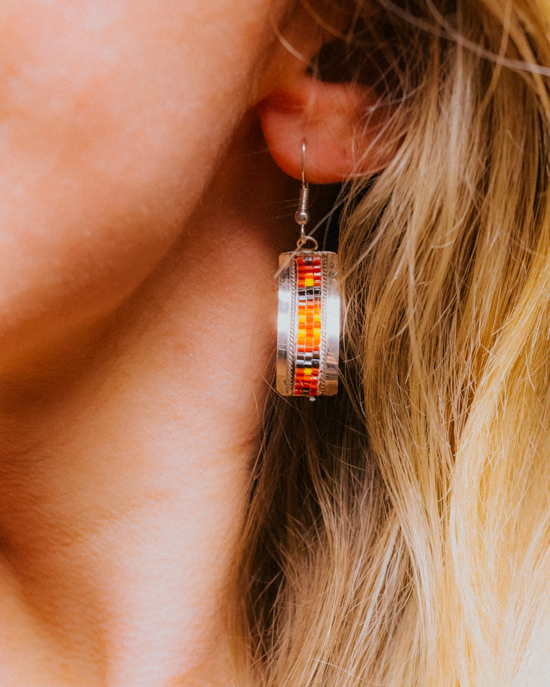 Navajo Bead Earrings - Smokin' Blues Turquoise