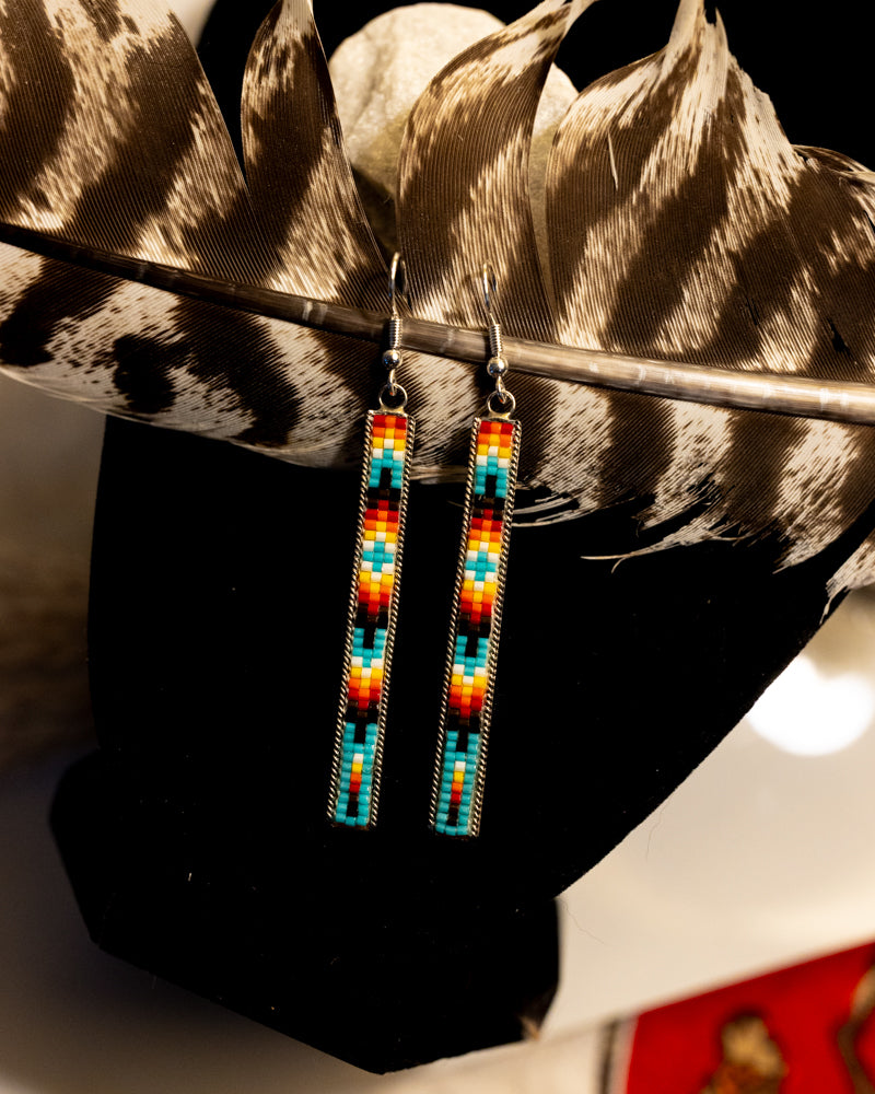 Navajo Bead Earrings - Smokin' Blues Turquoise