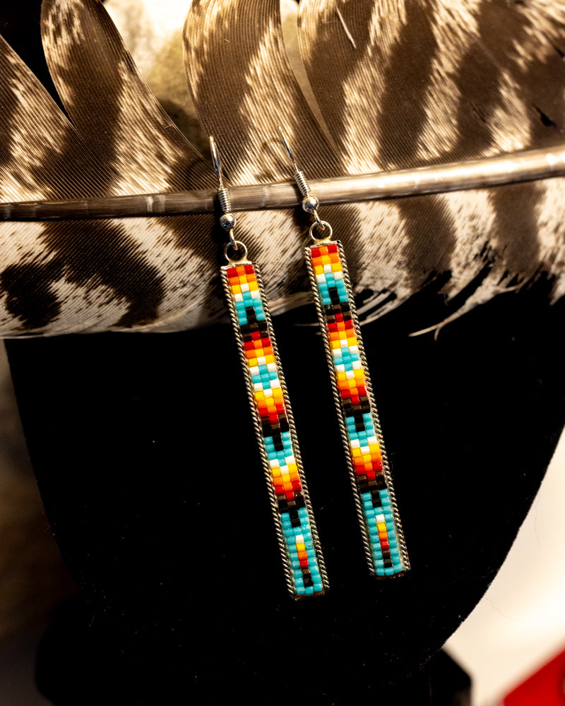 Navajo Bead Earrings - Smokin' Blues Turquoise