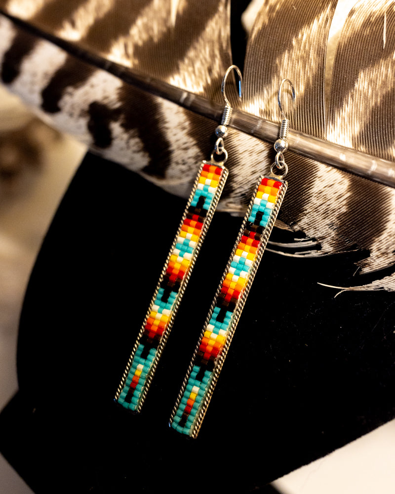Navajo Bead Earrings - Smokin' Blues Turquoise