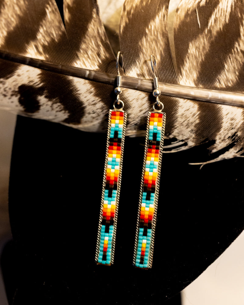 Navajo Bead Earrings - Smokin' Blues Turquoise