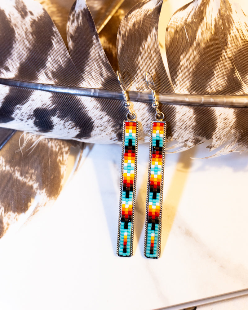 Navajo Bead Earrings - Smokin' Blues Turquoise