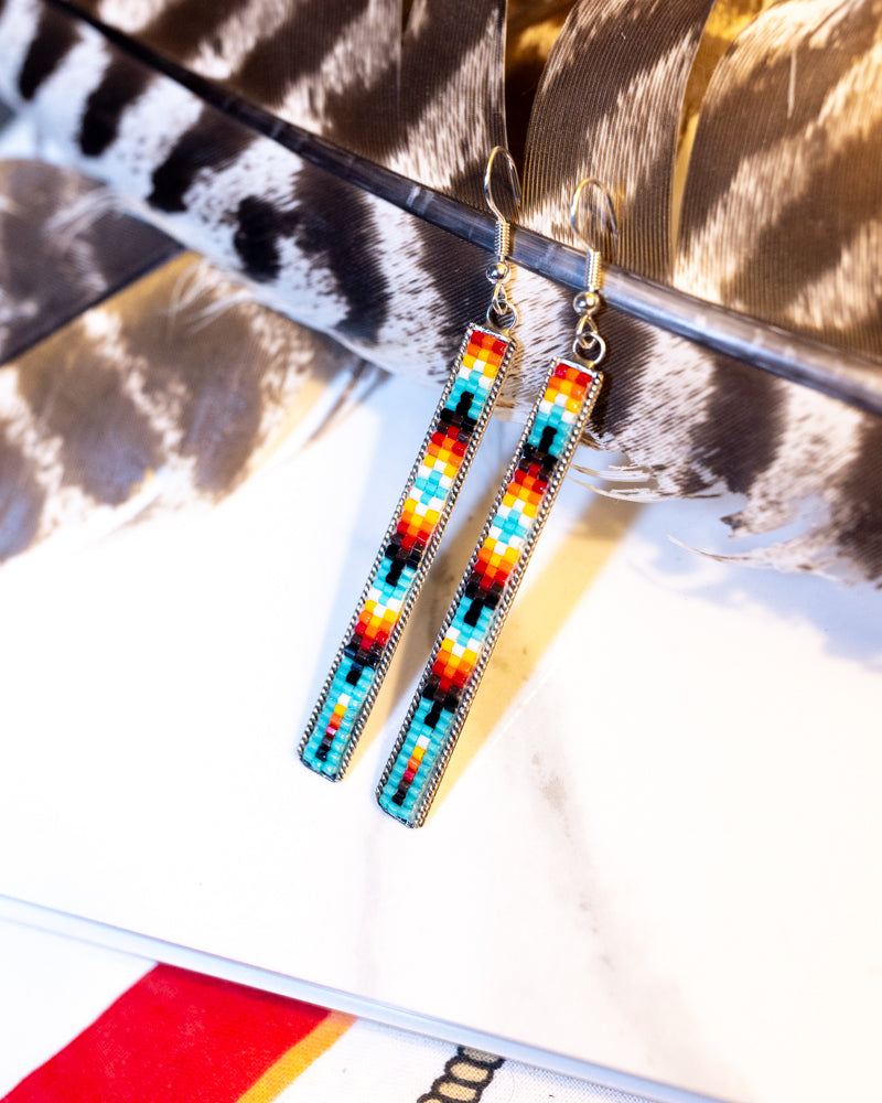 Navajo Bead Earrings - Smokin' Blues Turquoise