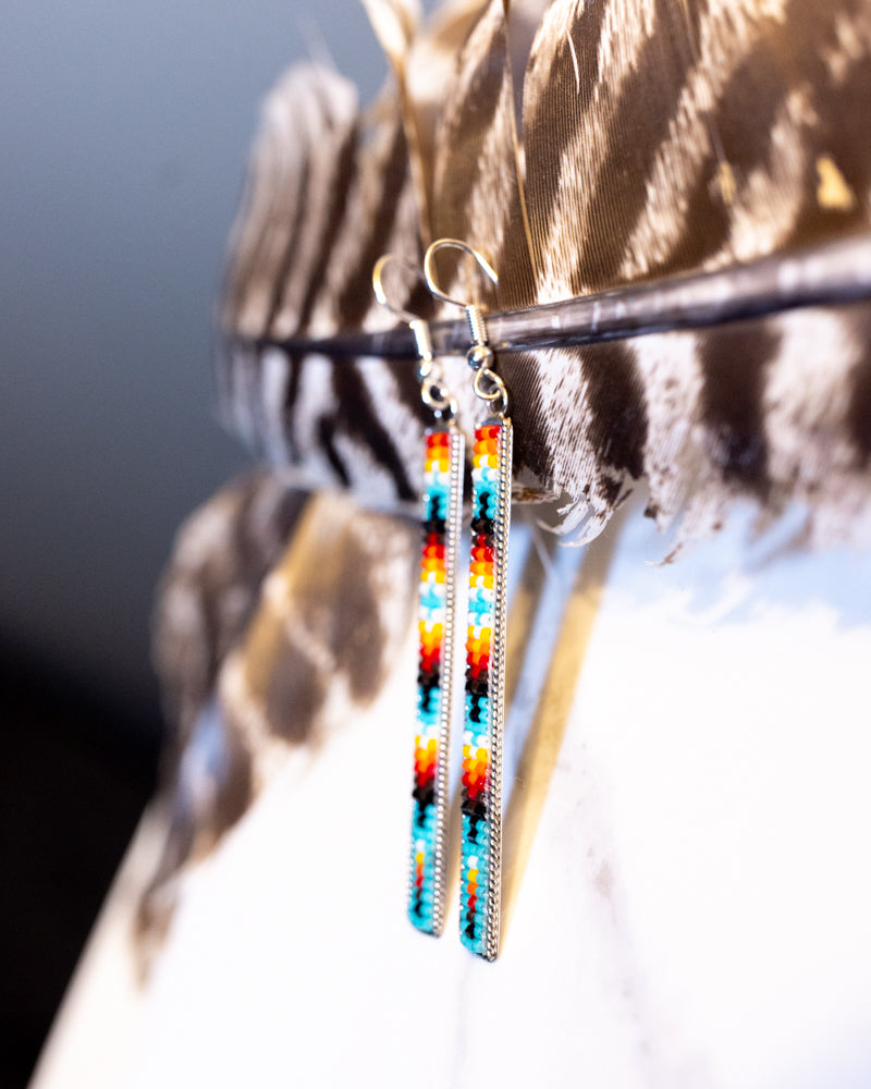 Navajo Bead Earrings - Smokin' Blues Turquoise