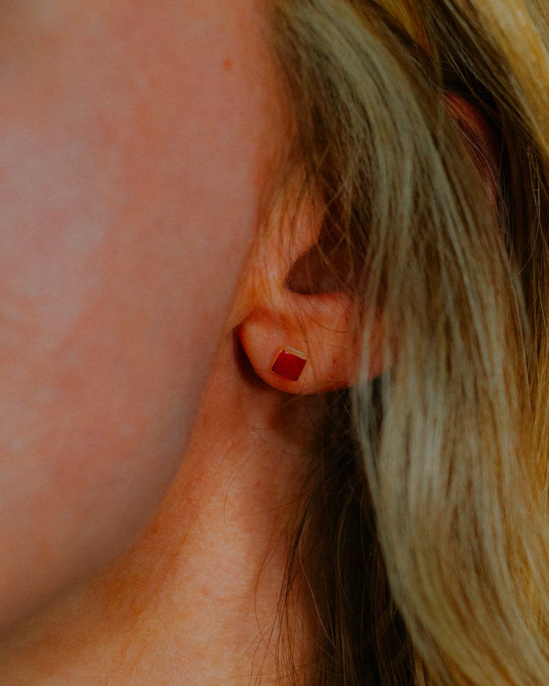 Coral Earrings - Smokin' Blues Turquoise