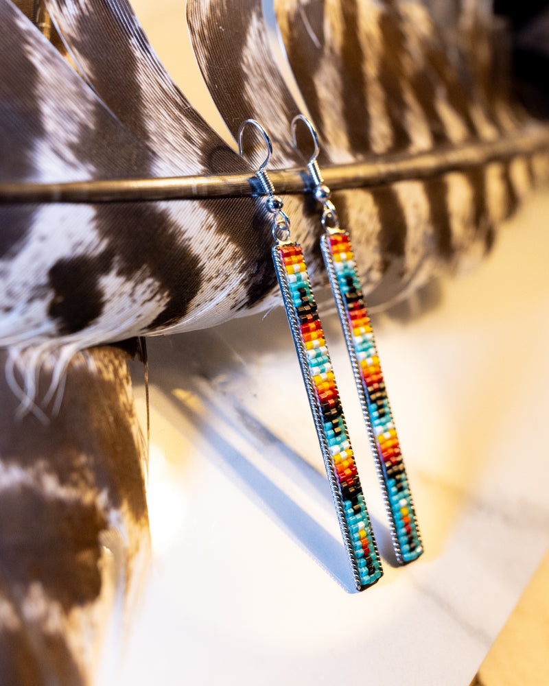 Navajo Bead Earrings - Smokin' Blues Turquoise