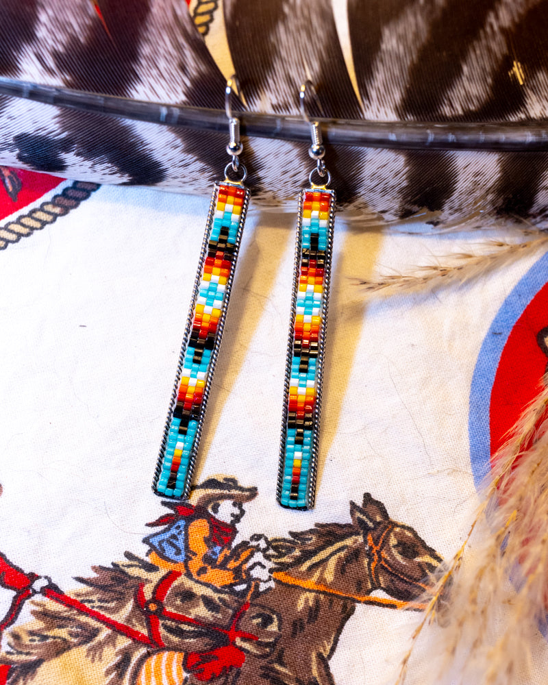 Navajo Bead Earrings - Smokin' Blues Turquoise