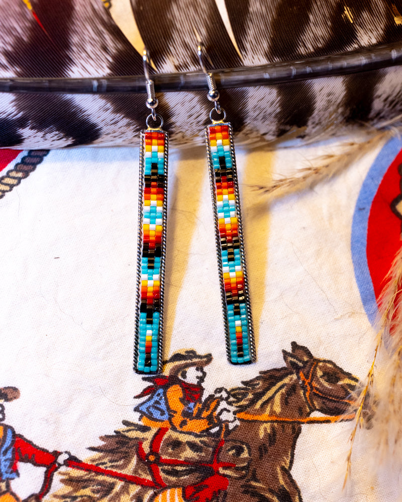 Navajo Bead Earrings - Smokin' Blues Turquoise