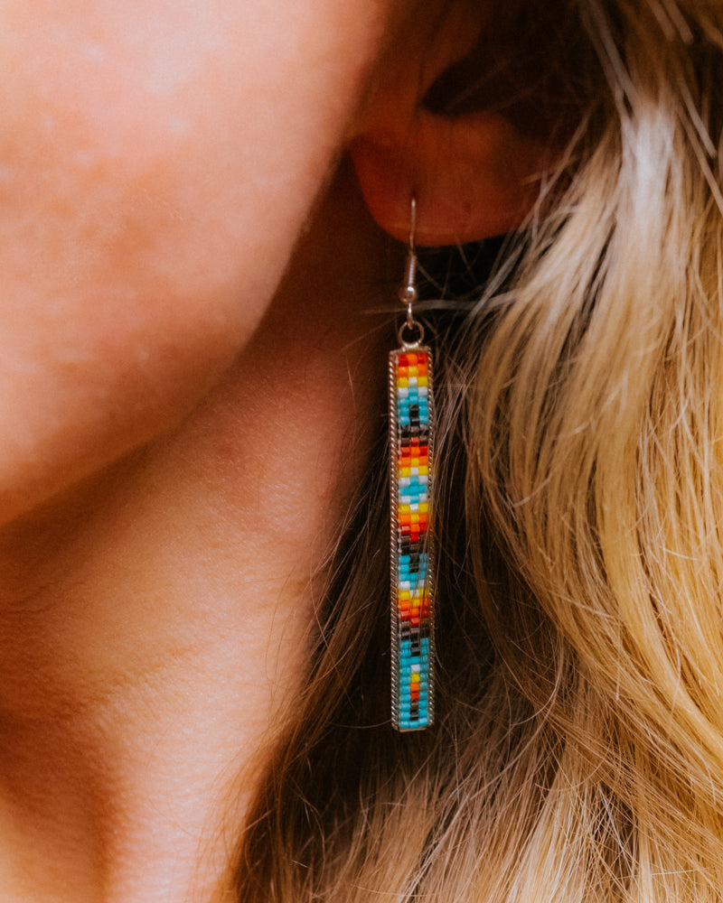 Navajo Bead Earrings - Smokin' Blues Turquoise
