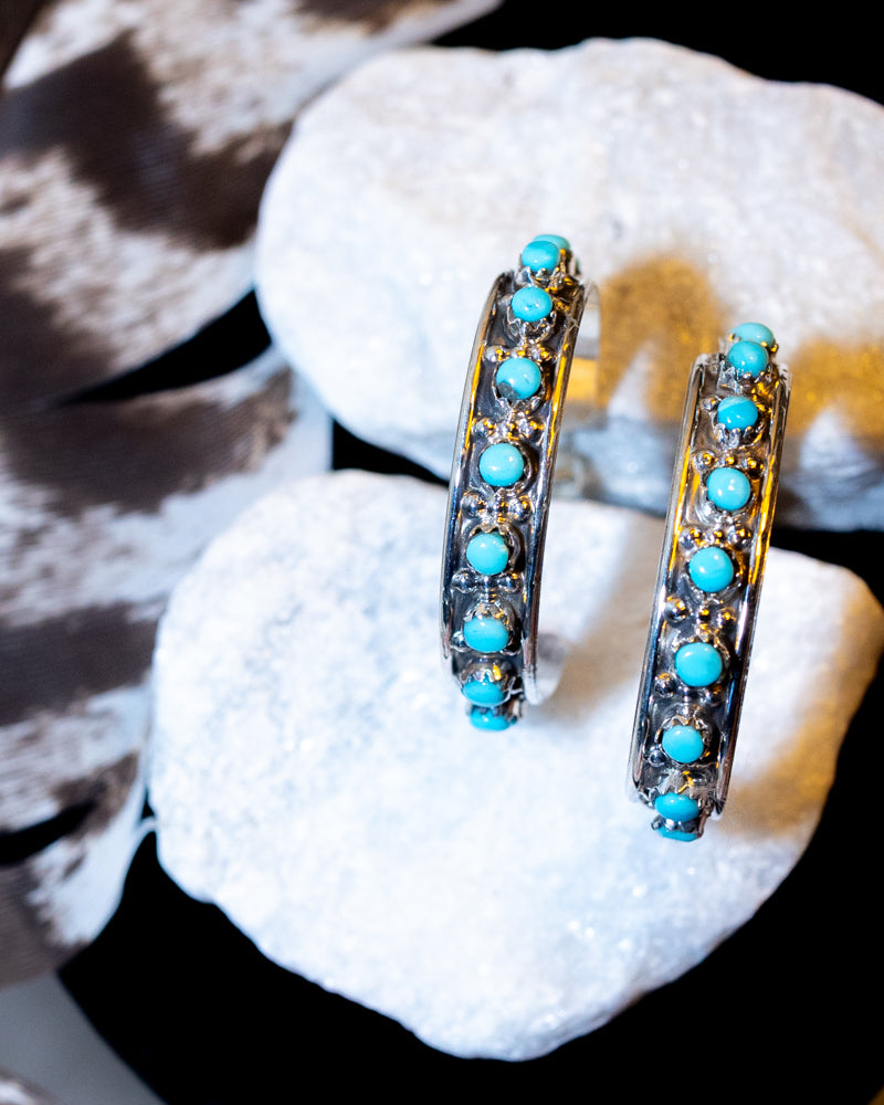 Turquoise Hoop Earrings - Smokin' Blues Turquoise