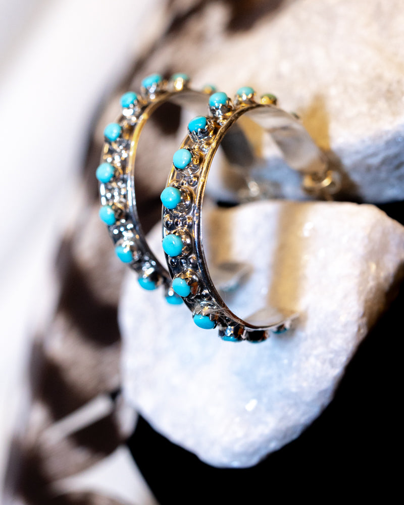 Turquoise Hoop Earrings - Smokin' Blues Turquoise