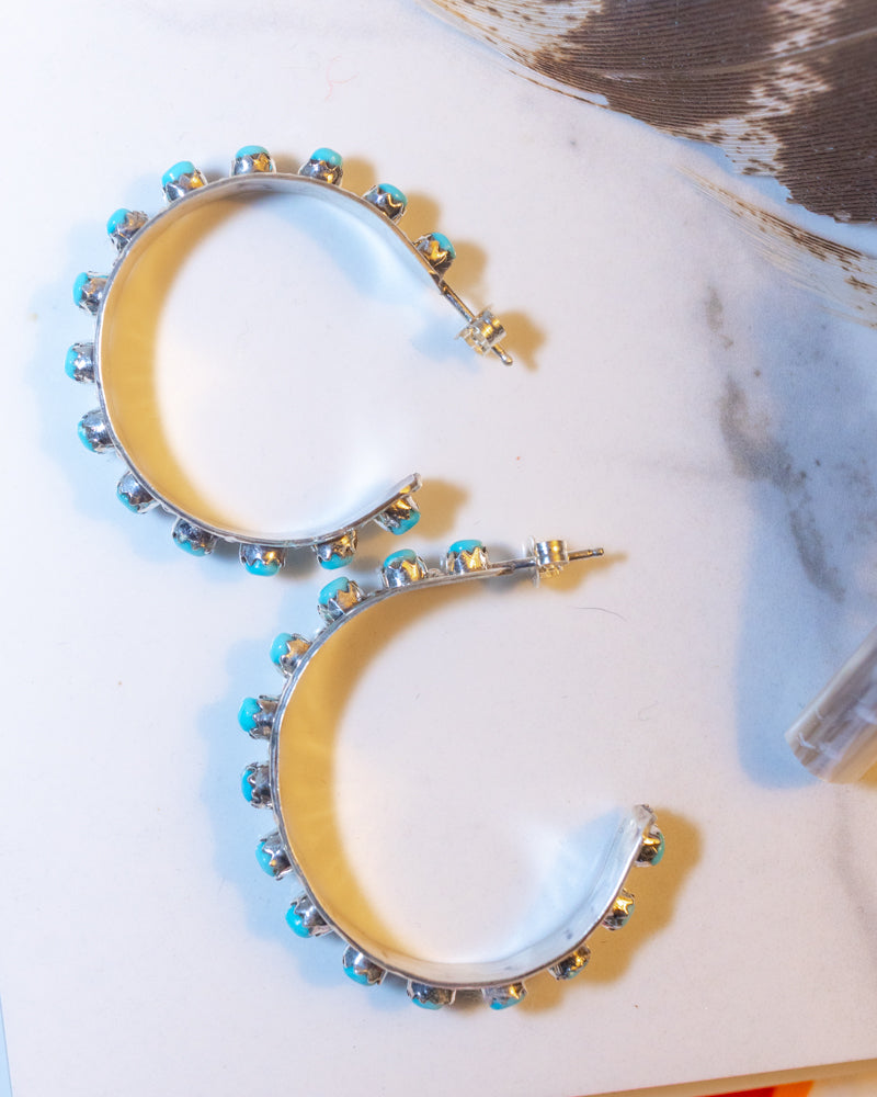 Turquoise Hoop Earrings - Smokin' Blues Turquoise
