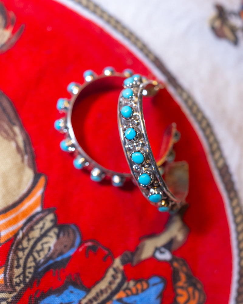 Turquoise Hoop Earrings - Smokin' Blues Turquoise