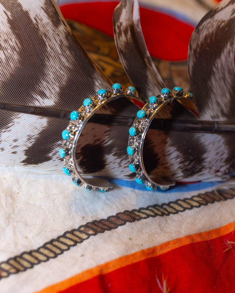 Turquoise Hoop Earrings - Smokin' Blues Turquoise