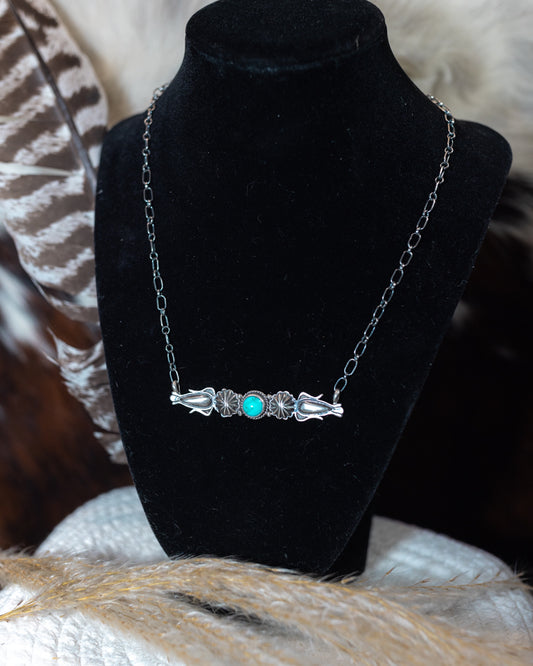 Turquoise Bar Necklace - Smokin' Blues Turquoise