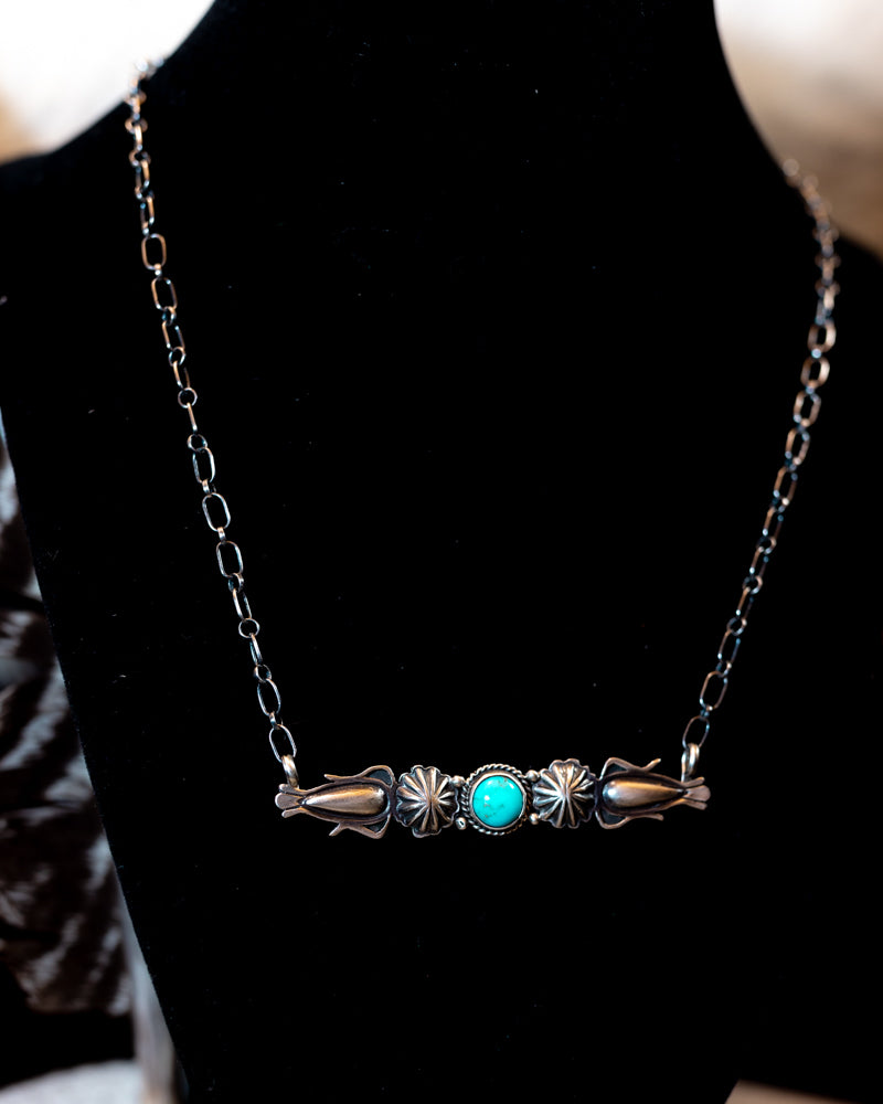 Turquoise Bar Necklace - Smokin' Blues Turquoise