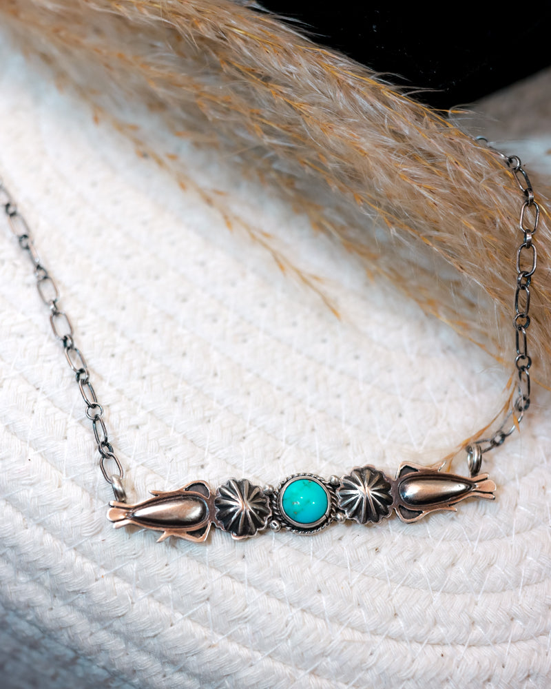 Turquoise Bar Necklace - Smokin' Blues Turquoise